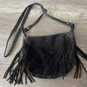 BAG Black Suede Fringe Purse Boho